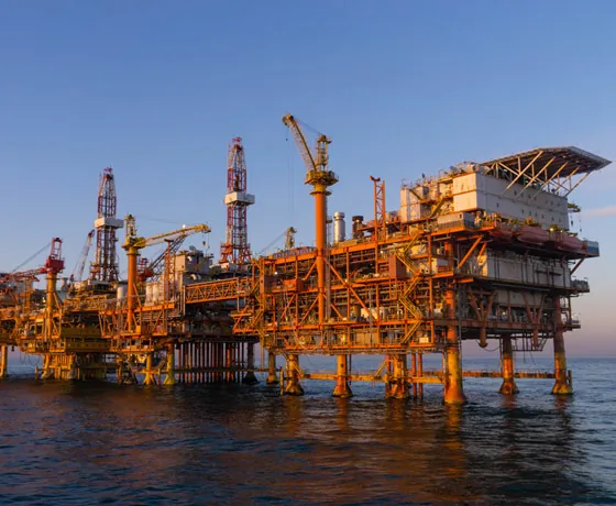 Offshore oil and gas platform at sea, an industry served by Thaida seamless pipes